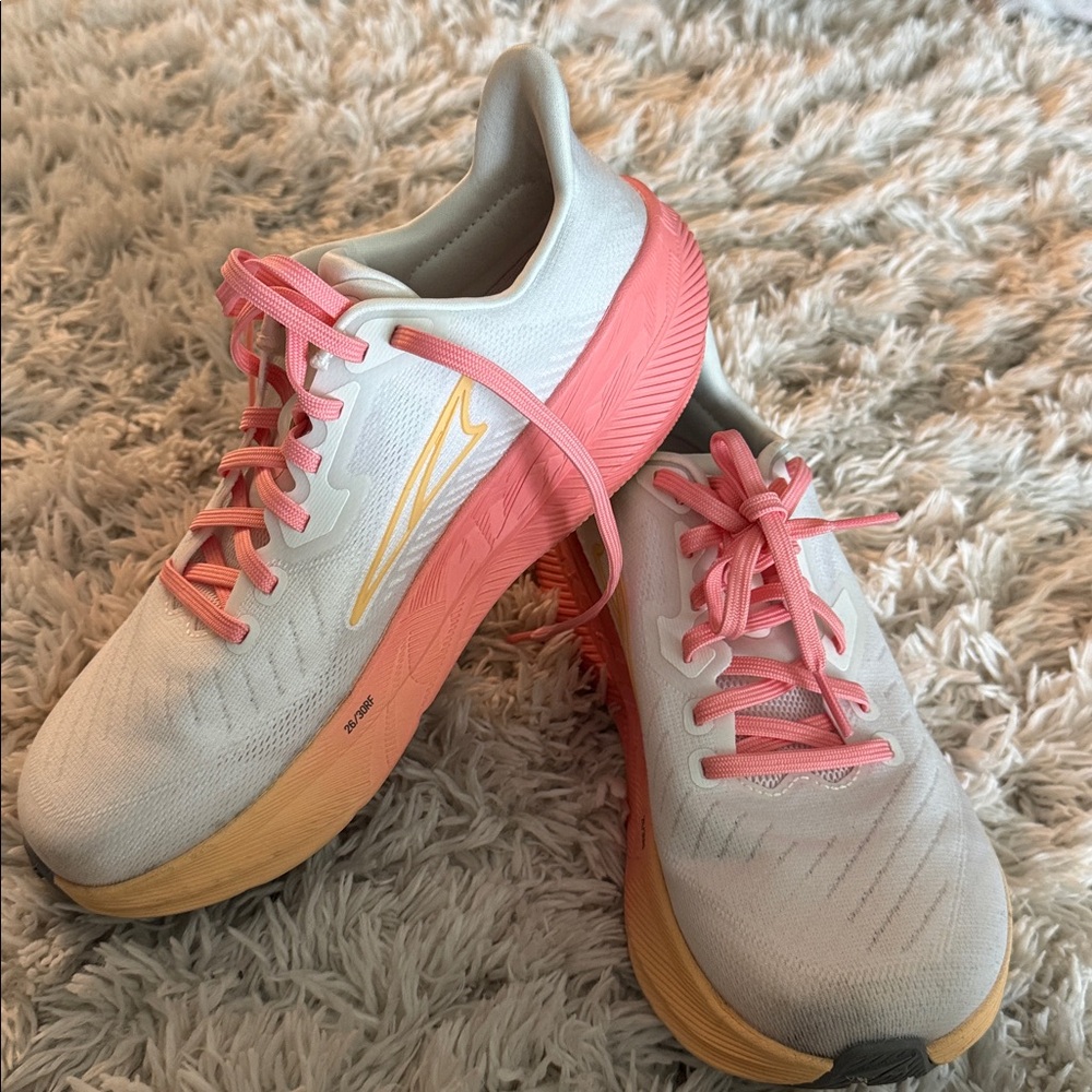 White and Pink Altra Running Shoes